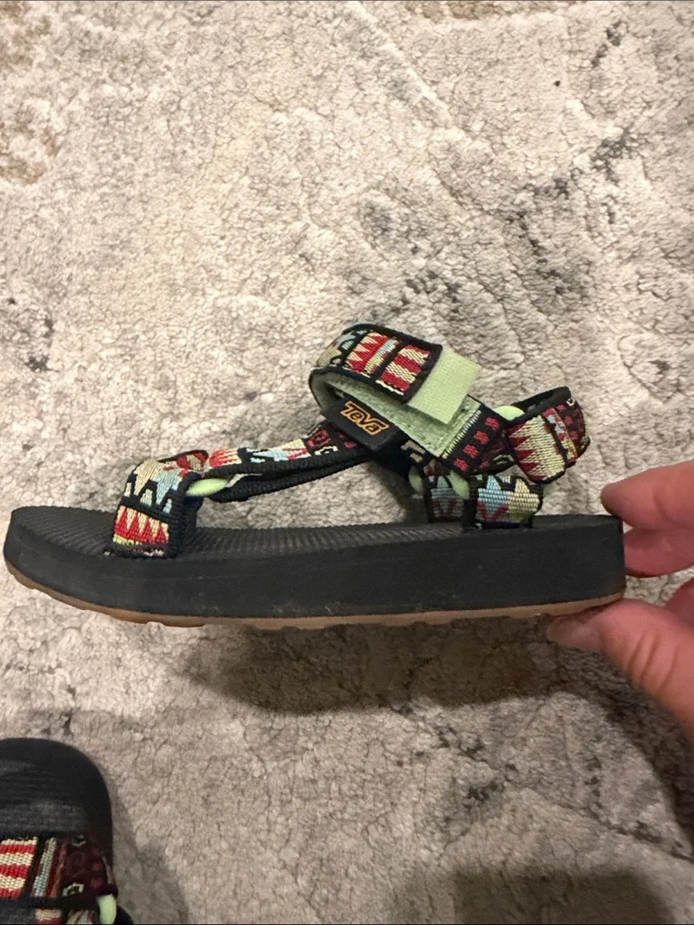 Teva Kids Black Sandals with Red, Green and Blue Aztec Straps